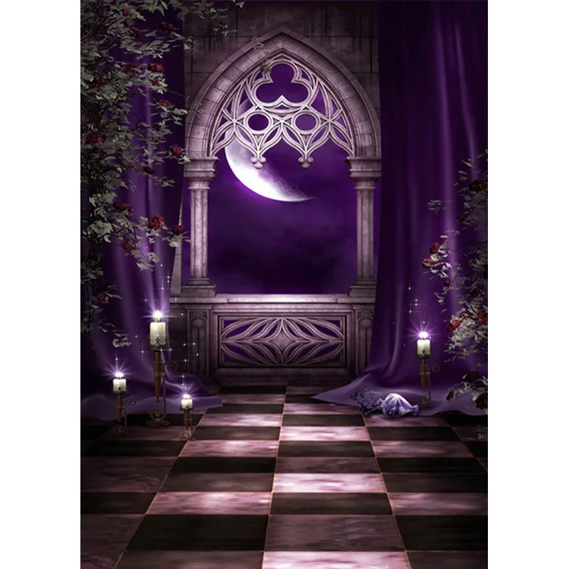 Sfondo di Halloween Lapide Castello Zucca Luna Ritratto di bambino Sfondo fotografico per oggetti di scena in studio fotografico 1911 CXZM-79