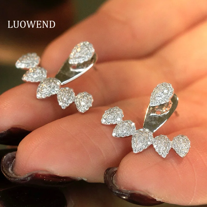 

Серьги LUOWEND из 100% белого/желтого золота 18 карат, элегантный стиль, серьги-гвоздики с натуральными бриллиантами 0,50 карата для женщин, изящные ювелирные изделия