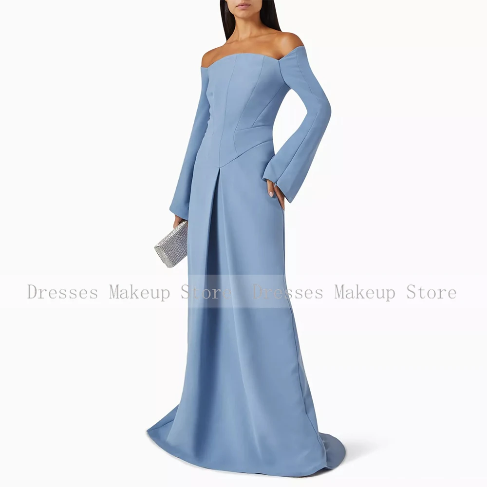 Formal Women\'s Evening Gowns Lavender Satin Ruched Straight Off-the-shoulder Long Dresses Bespoke Occasion Gown Gowns 2024