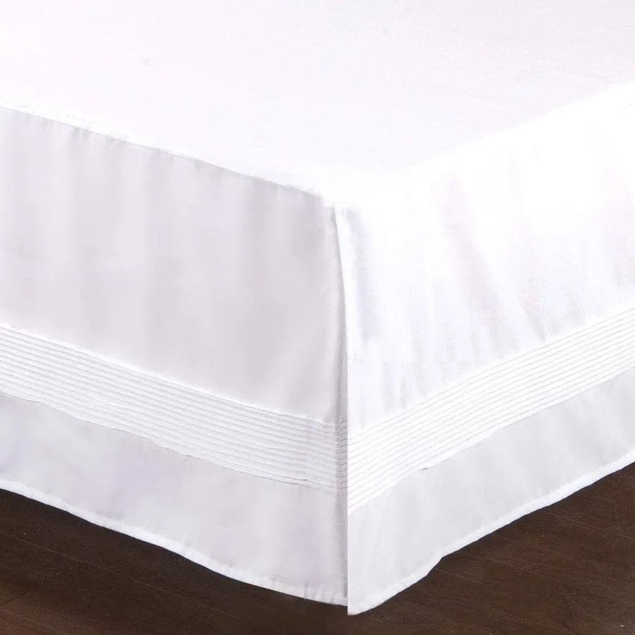 

Elegant Luxury Queen Size Bed Skirt with Stitched White Dust Ruffle and Split Corner Design 14Inch Drop for Modern Bedroom Deco