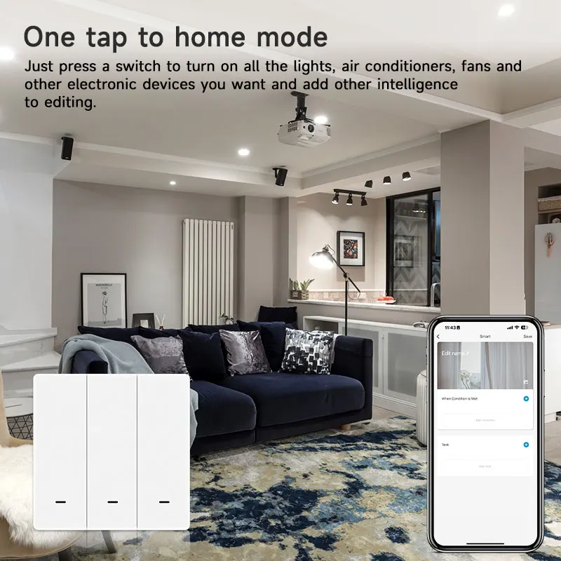 Tuya Zigbee Smart Switch 1/2/3 gang Wireless Wall Push Button Scene Switch Battery Powered Smart Home Smart Life Remote Control