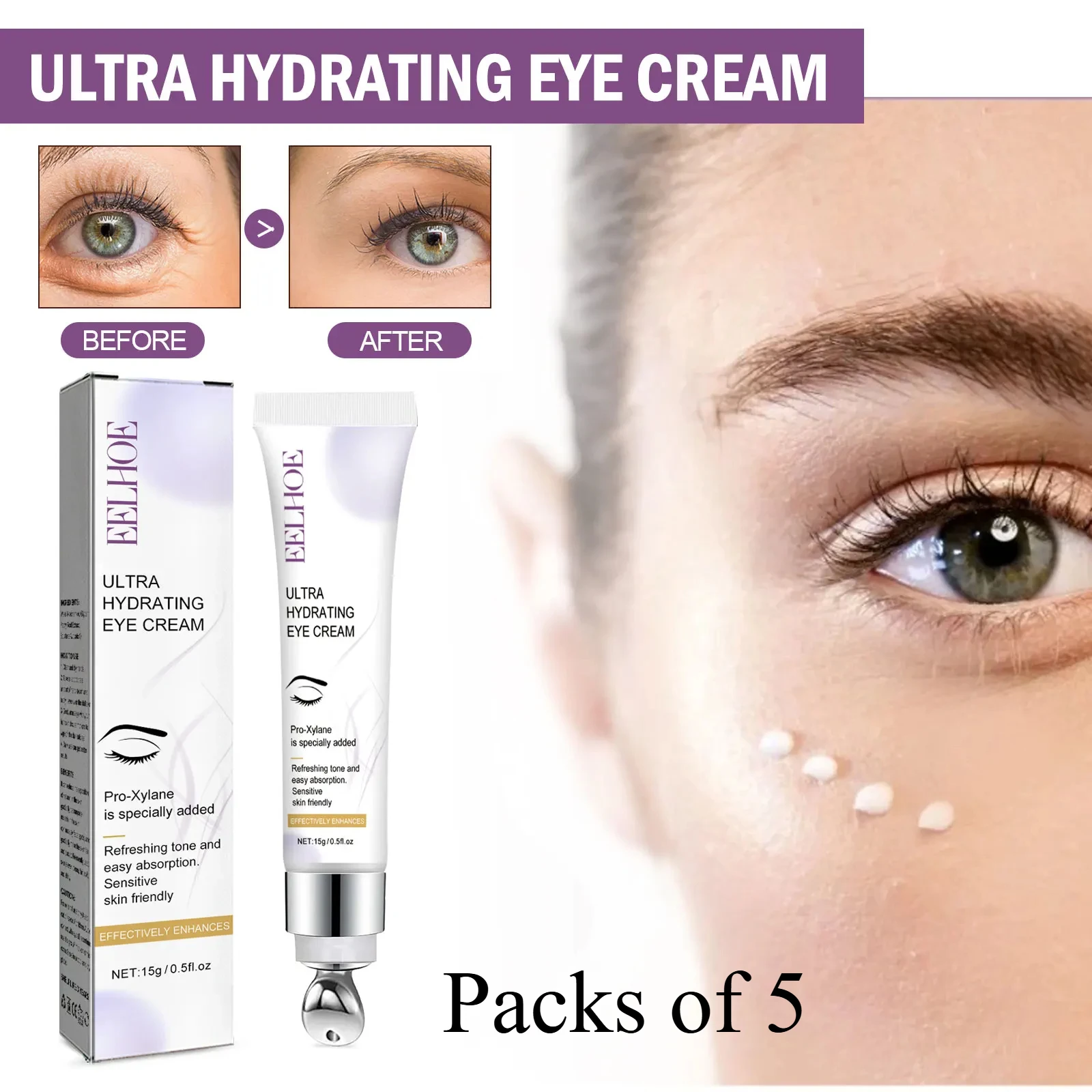 Ultra Hydrating Eye Cream Diminish Dark Circles And Eye Bags Reduce Fine Lines Moisturize And Firm Skin Eye Care Products 5 Pcs