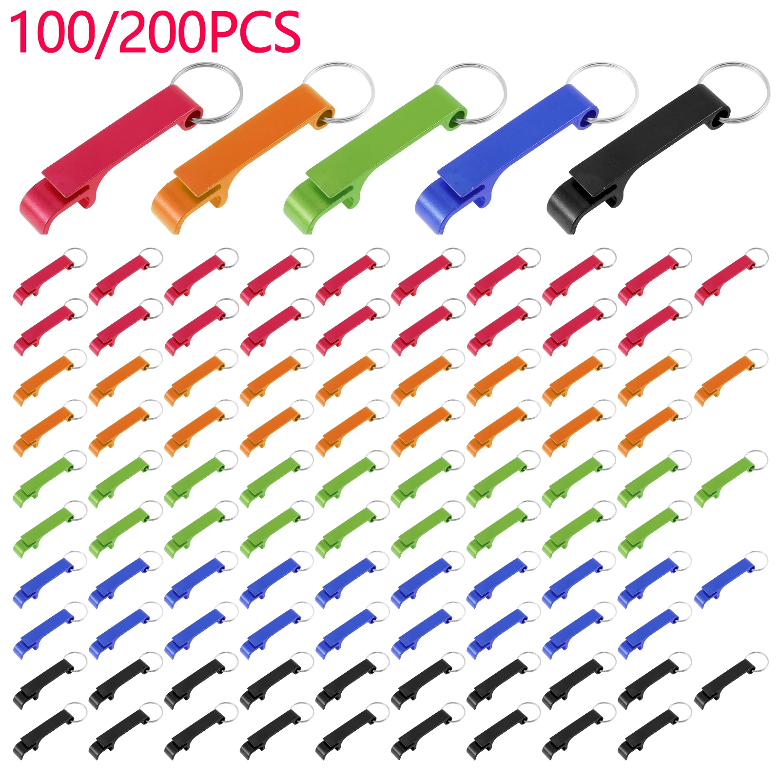 

100Pcs Portable Beer Bottle Opener Keychain Mini Pocket Aluminum Alloy Beverage Beer Bottle Opener Wedding Party Favor Gifts