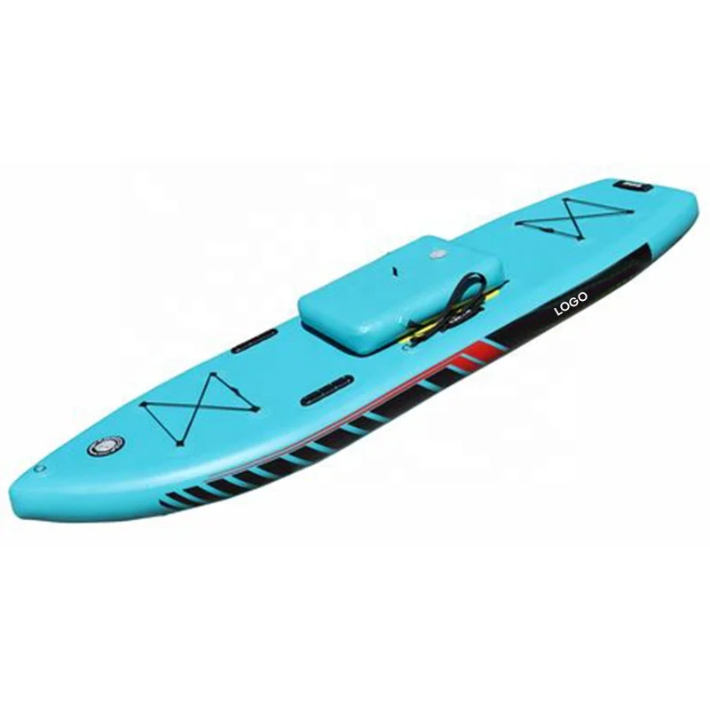 Fotografia 6: Caiaque inflável portátil de 8,6 pés para viagem, tipo sit-on-top, com duas trilhas para fixar suportes opcionais para vara de pesca ou porta-copos.