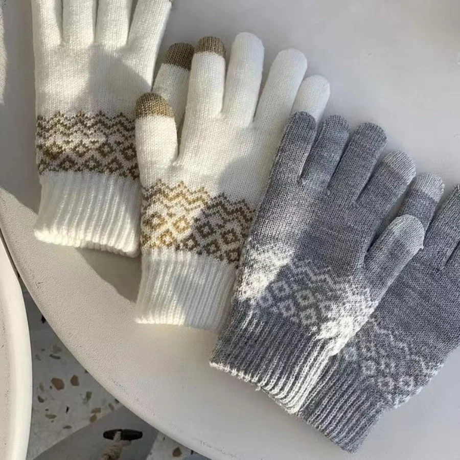 Winter Warm and Cold proof Five Finger New Korean Edition Split Finger Gloves Knitted Winter Gloves