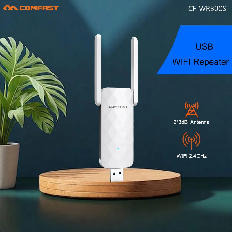 

Comfast USB Wi-Fi повторитель 2,4G 300 Мбит/с беспроводной удлинитель маршрутизатор 2*3 дБи антенны Wi-Fi усилитель сигнала сетевая карта для ПК
