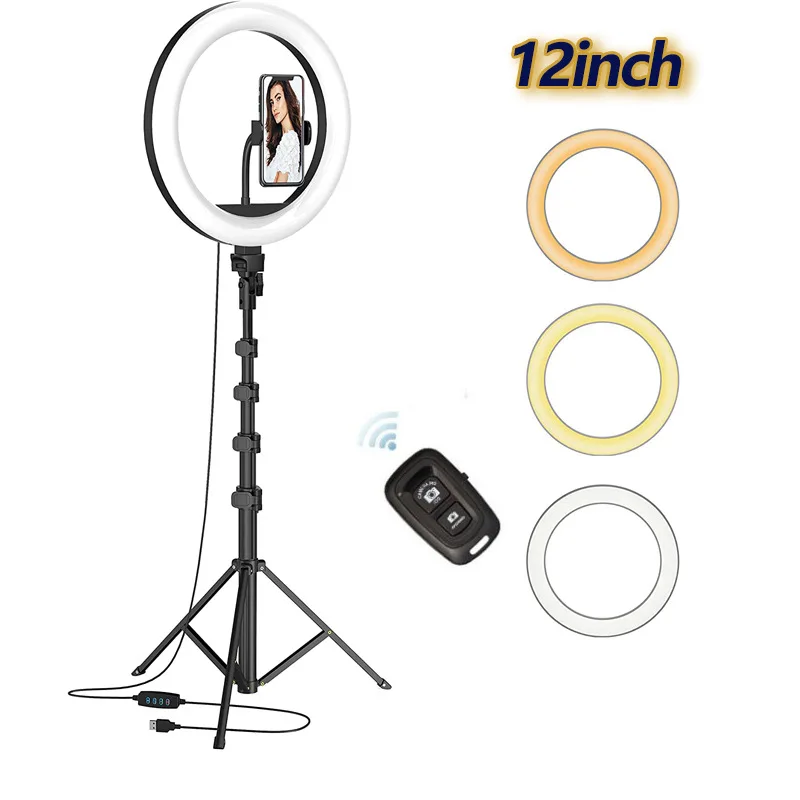 

26CM/10inch Ring Lamp With Tripod Dimmable Selfie Ring Light With Stand Color Annular Tube Photographic Lighting For Live Studio