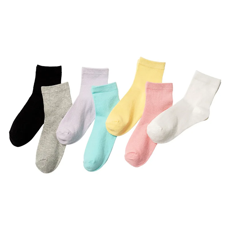 2024 New Cute Candy Color Mid-calf Socks Solid Color Socks Female Ins Trend Spring and Autumn New Female Socks