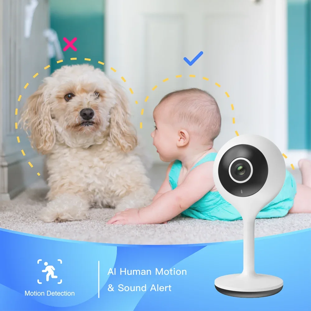 Laxihub 4MP PTZ Wifi Camera H.265 Auto Tracking 4MP Wireless IP Camera 4xDigital Zoom AI Human Detection Dual Light Source