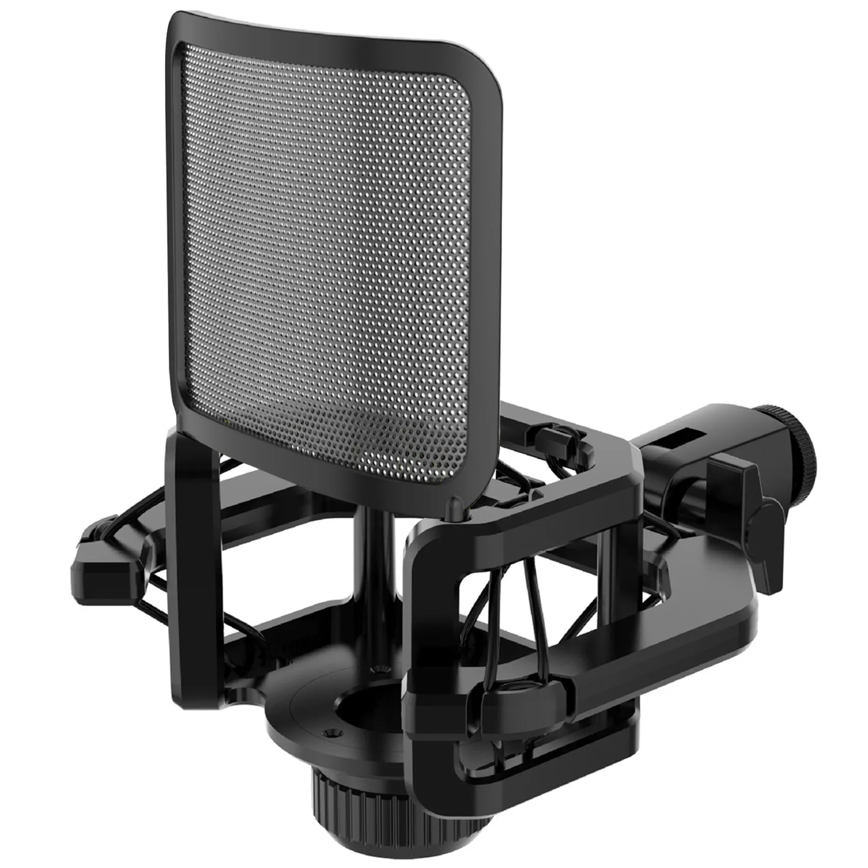 

Microphone Shock Mount with Microphone Filter Windscreen Reduce Noise Anti Vibration Screen Stable Easy Install,Black