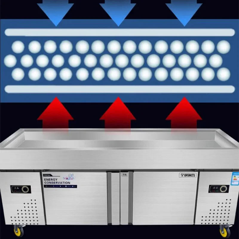 Stainless Steel Seafood Ice Counter, Commercial Order-Taking Counter, Dual-Temperature Refrigerated (Customized)