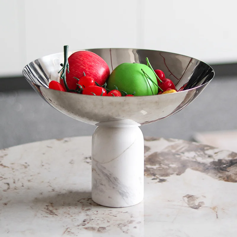 

Marble Tray Geometric Cylindrical Fruit Plate Metal Tray Desktop Storage Container Snack Plate Home Decoration Accessories