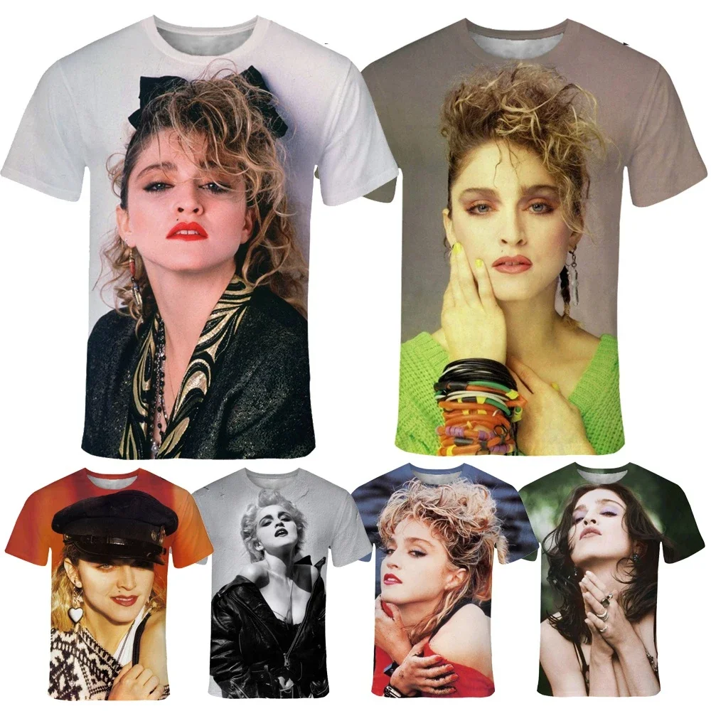 Summer fashion trend personalized singer Madonna 3D printed printed printed pattern casual and comfortable T-shirt