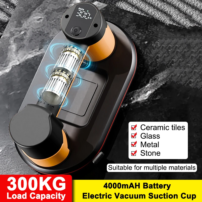 

300kg Load Electric Vacuum Suckers CupHeavy-duty Suction Lifting Tools for Granite Ceramic Tiles Glass 4000mAH Battery Box Pack