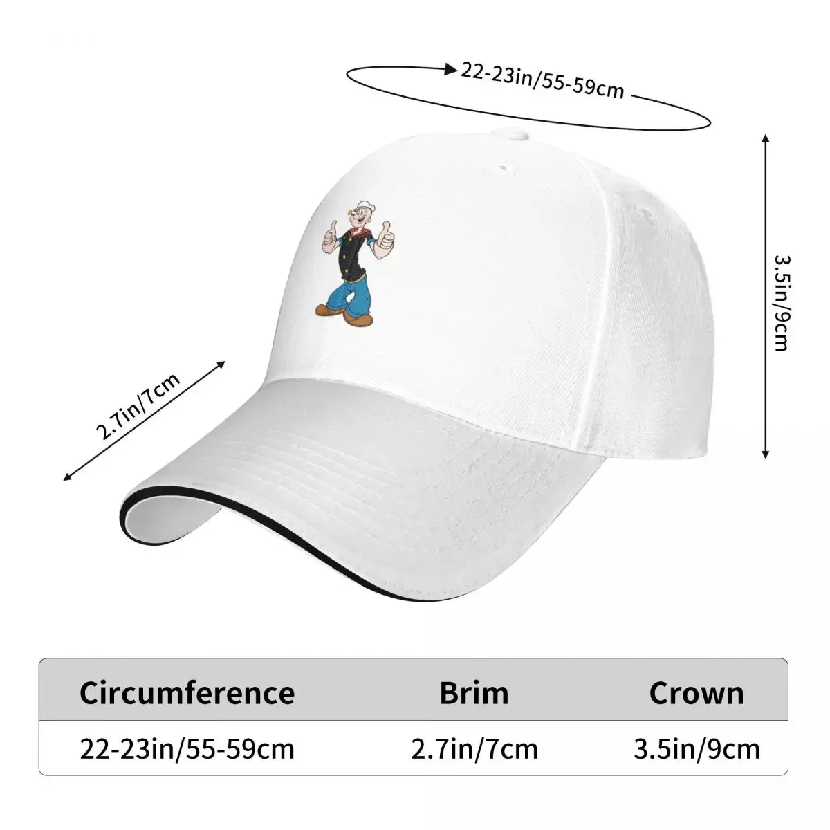 BEST SELLER - POPEYE THE SAILOR MAN Baseball Caps Snapback Fashion Baseball Hats Breathable Casual Outdoor Unisex Polychromatic