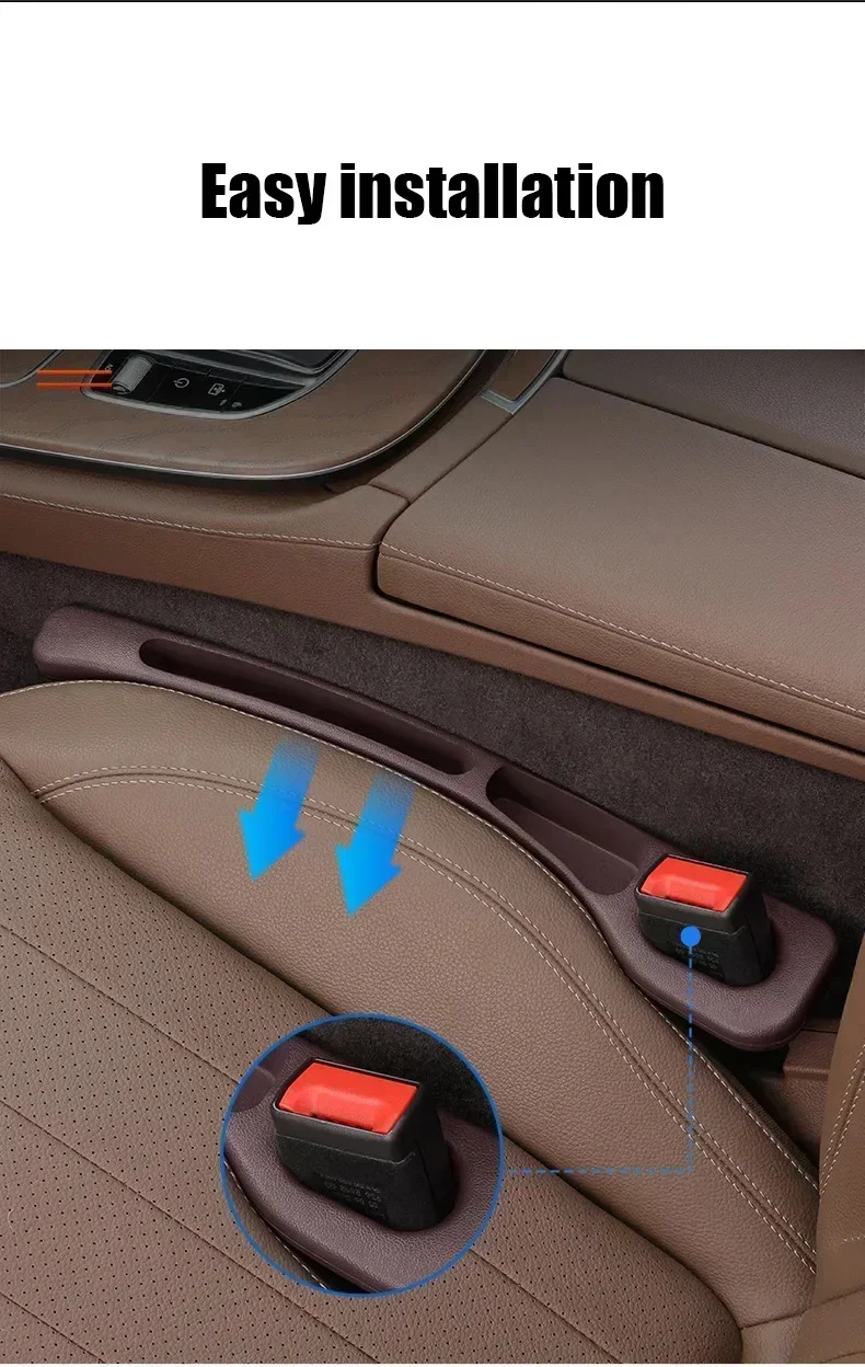 2Pcs Car Seat Gap Filler Organizer PU Waterproof Universal Car Seat Gap Anti-leak Stopper Strip 2Slot Seat Gap Storage Organizer