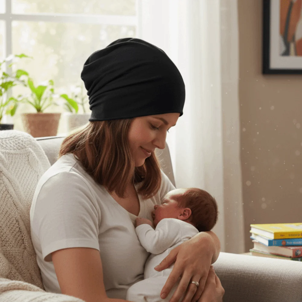 2PCS Lightweight Windproof Confinement Nightcap Soft Breathable Bald Cap Cover Elastic Bonnet Cotton White Hair Cap Running