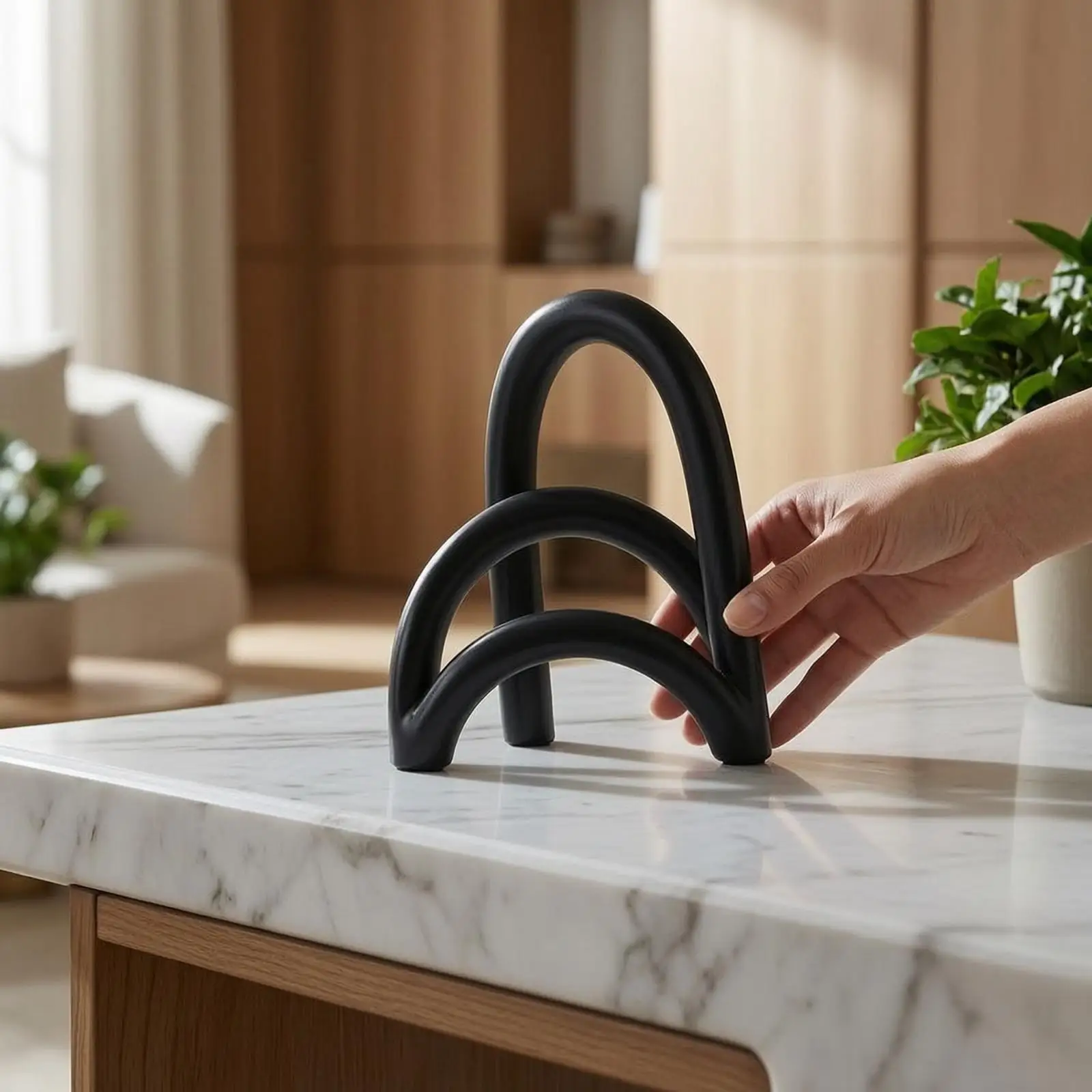 Elegant Resin Bridge Sculpture Minimalist Arch Form Home Decor Sculpture for Entryway and Work Desk