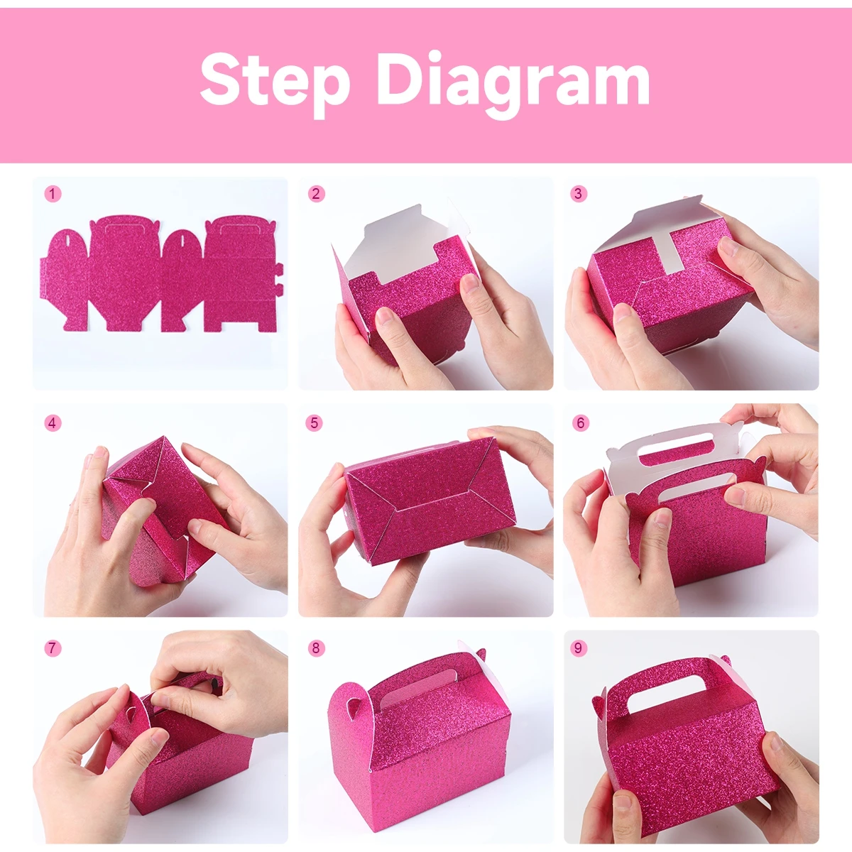 Pink Princess Candy Boxes for Girls Birthday Party Favor Gift Boxes Birthday Packaging Box Treat Bag Kids Party Decorations