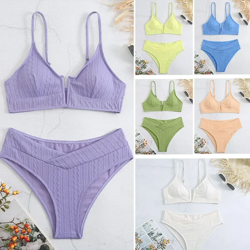 Areathable European And American Bikini Women's Swimsuit High Waist Sexy Swimsuit Fashion Split Swimsuit Special Material Fabric