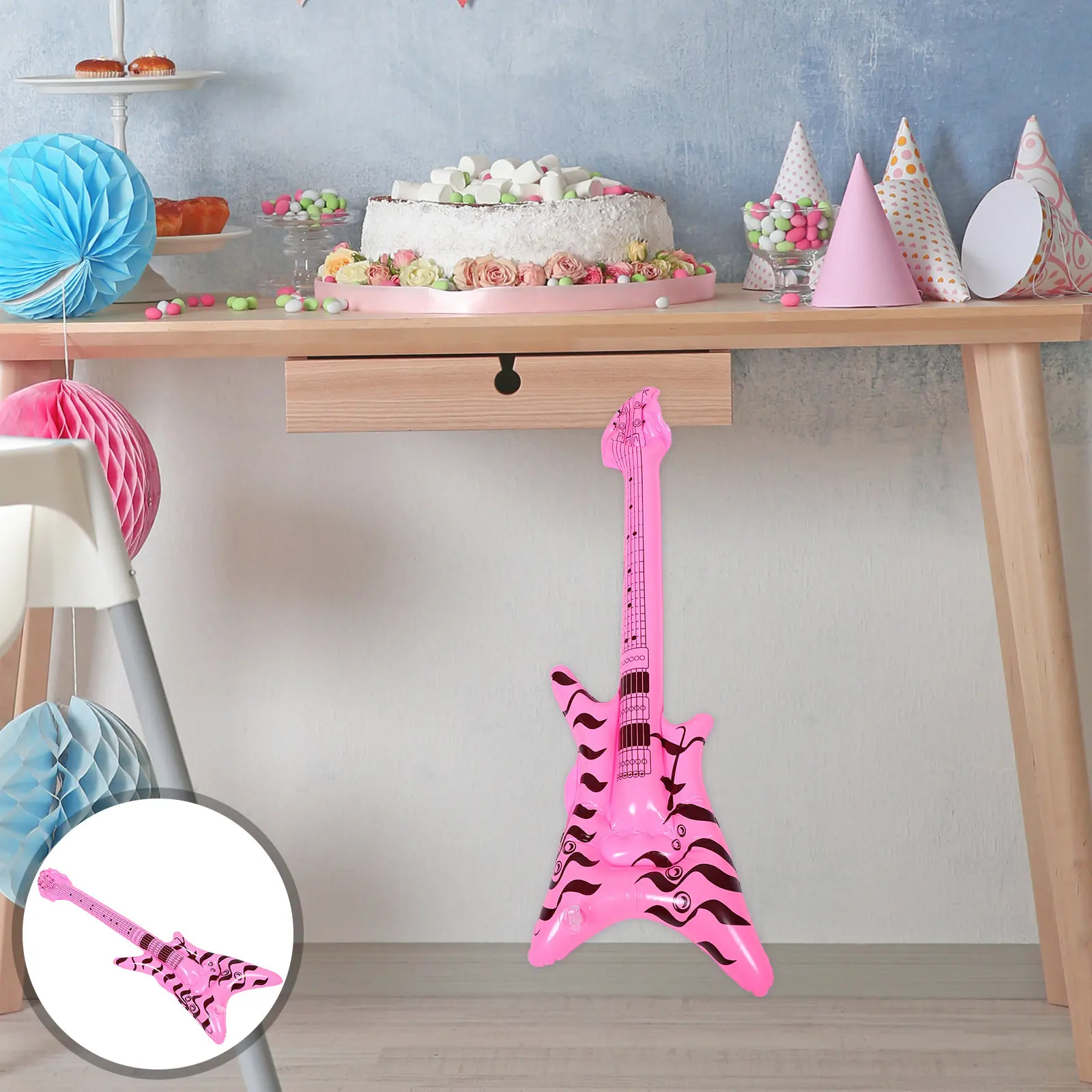 Inflatable Guitar Retro Rock and Roll Prop Blow Up Musical Instrument Party Decorations Photo Booth PVC Concert Supplies