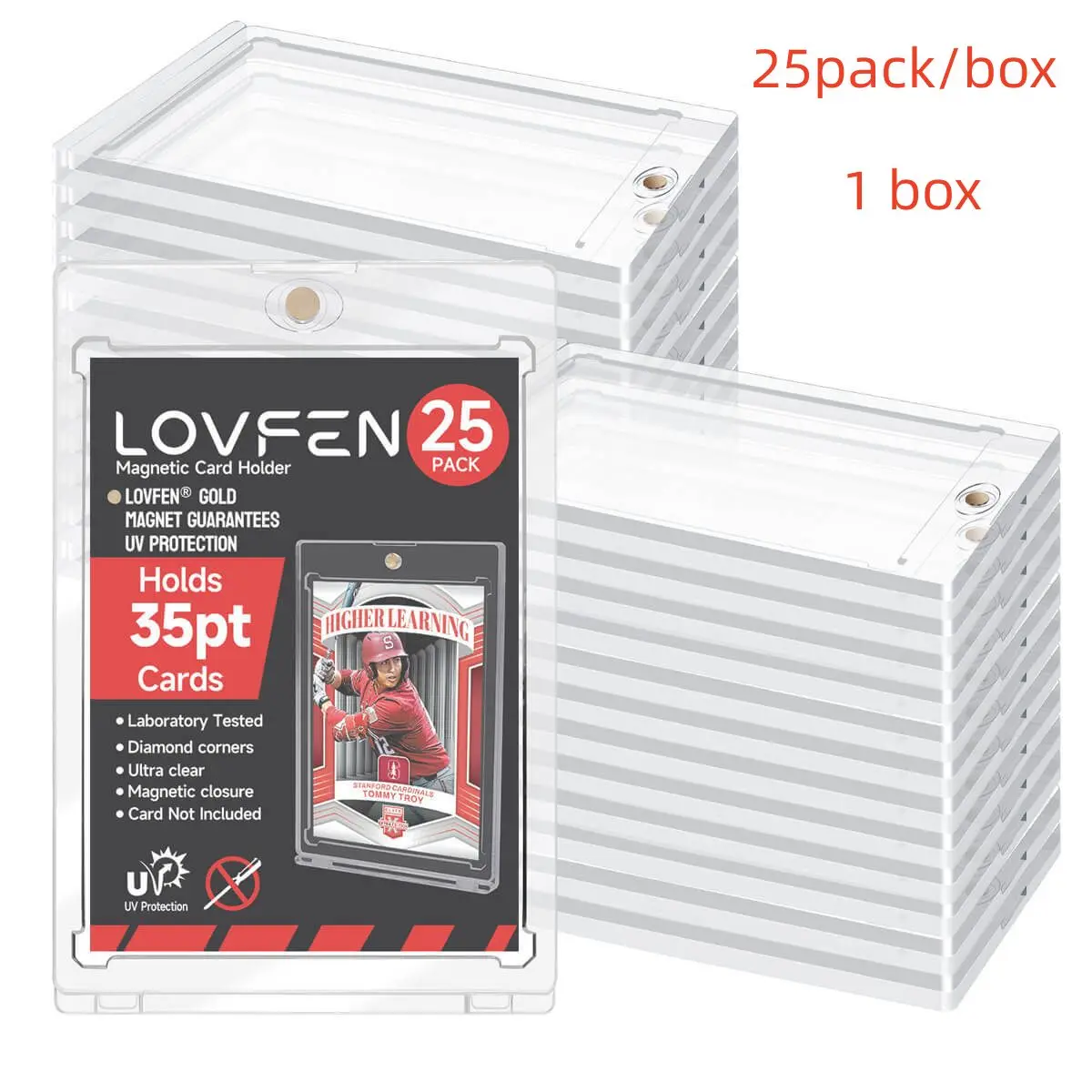 LOVFEN Lot de 25 porte-cartes magnétiques One Touch pour cartes Pokémon Yu-Gi-Oh! 35PT Cartes à collectionner de baseball résistantes aux UV
