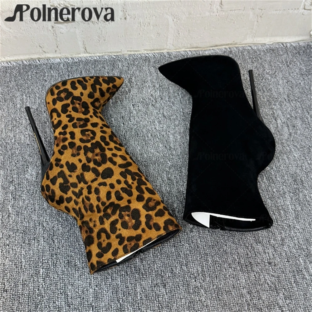 Black Suede Extreme Stiletto Booties Sexy Pointed Toe 16cm Lacquered Heel Ankle Boots Customizable Multicolor Booties for Women