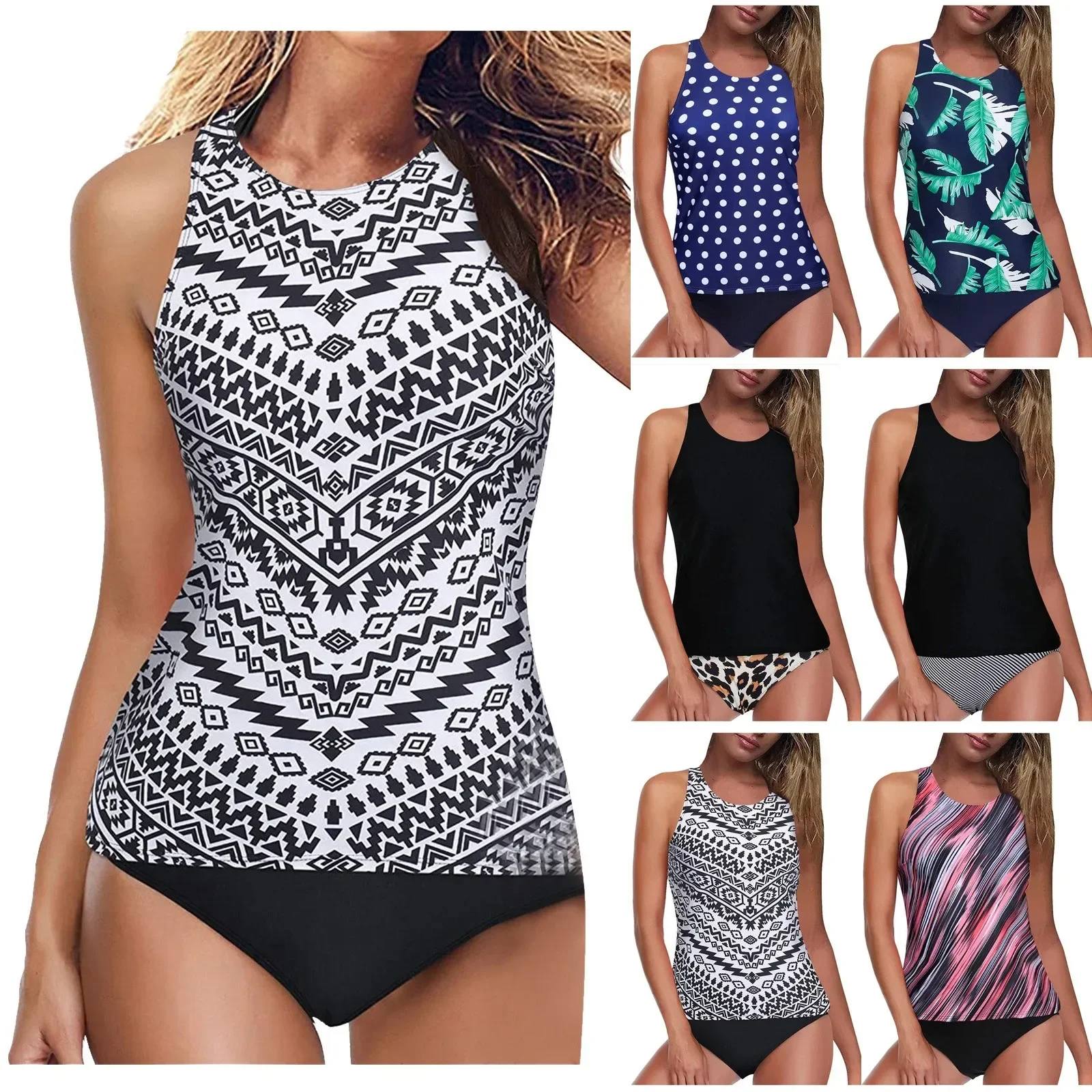 Conjunto de tankini de verano para mujer, traje de baño de dos piezas a la moda, Monokini, ropa de playa, novedad de 2024