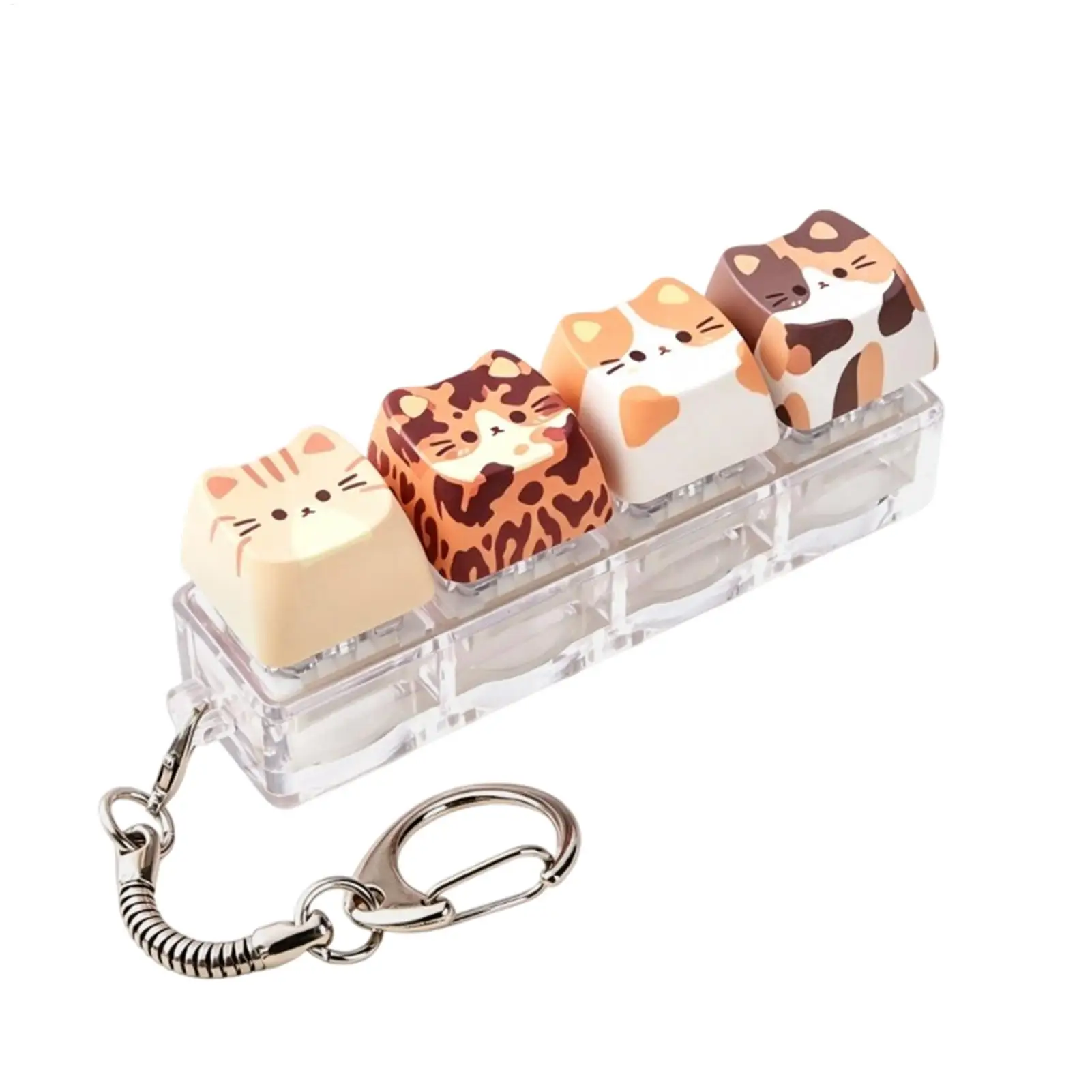 Cute Cat  Keyboard Key Toy 4 Keys Button Keycap Fidget Keychain Keyboard Clicker Toy Keyboard Cube Toy Gifts To Relief Pass Time