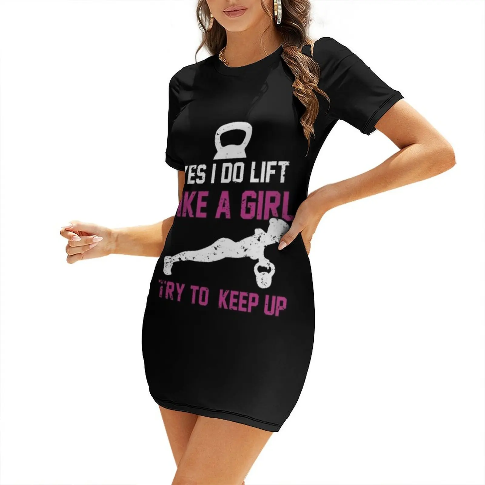 

Yes I Do Lift Like a Girl Kettlebell Training Short Sleeved Dress dress summer 2024 women Dress for girls