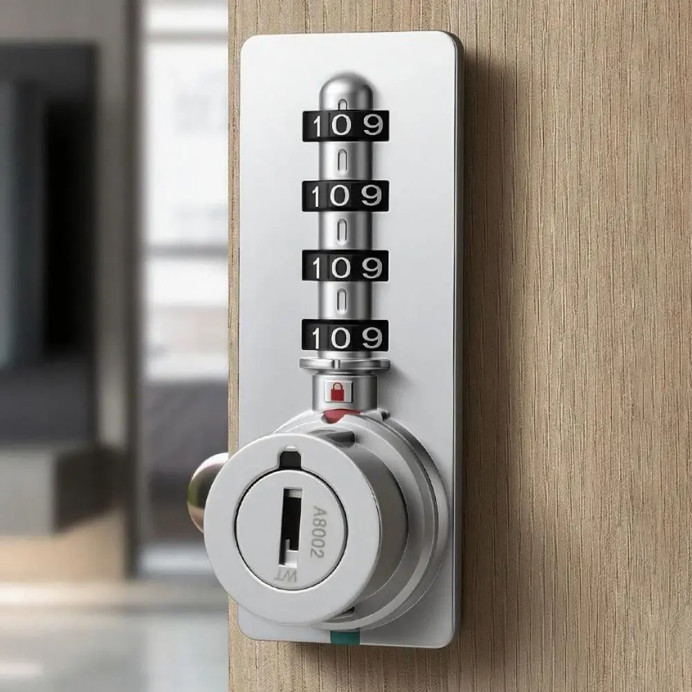 Zinc Alloy Combination Cabinet Lock Automatic Reset Red-Green Indicator Number Security Lockset 4-Digit Emergency Key