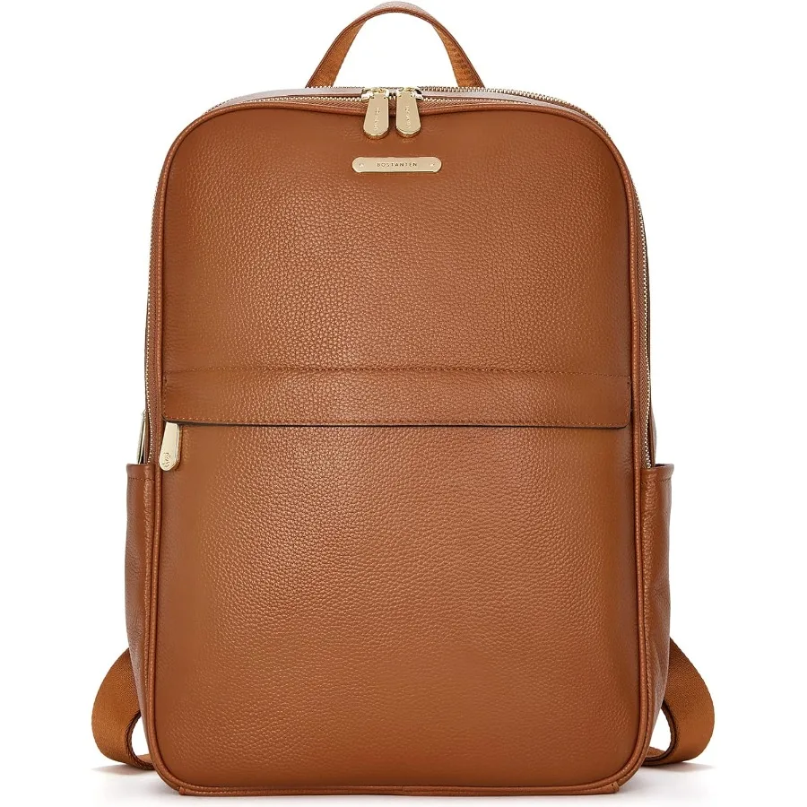 حقيبة ظهر للكمبيوتر المحمول مقاس 15.6 بوصة من الجلد الطبيعي للنساء حقيبة ظهر كاجوال للكلية حقيبة سفر