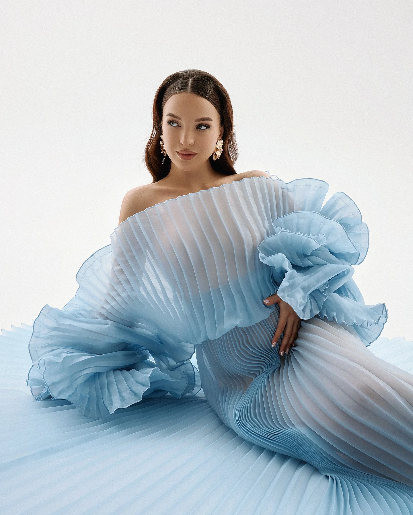 Hot Sale Full Pleated Maternity Dress Photoshoot Blue Organza Pregnancy Dresses платье для беременных Custom