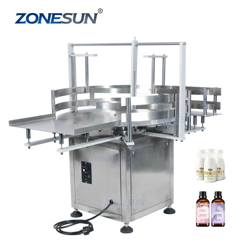 

ZONESUN ZS-LP600Z Automatic Round Rotary Plastic Glass Bottle Unscrambler Glass Bottle Sorting Turntable Feeding Table
