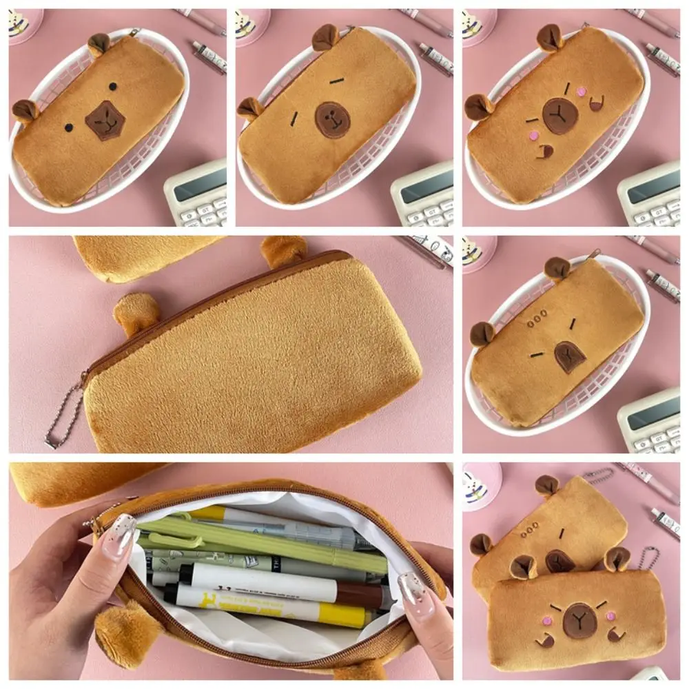 Creative Plush Pen Bag Large Capacity Capybara Toy Storage Bag Multifunctional Stationery Organizer School Office