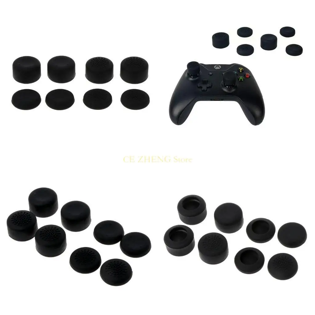 E56B 8 피스 부드러운 실리콘 엄지 그립 그립 엄지 스틱 조이스틱 1 개 게임 패드 커버를위한 추가 향상된 커버 캡