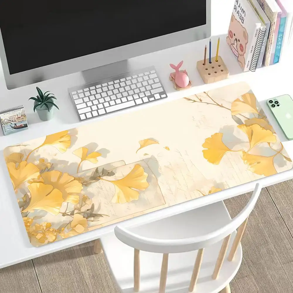 

Illustration Style Ginkgo Mouse Pad Large Mouse Pad & Computer Game Mouse Mat (35.4x15.7IN/31.5X15.7IN Map) (90 x40/80x40cm Map)