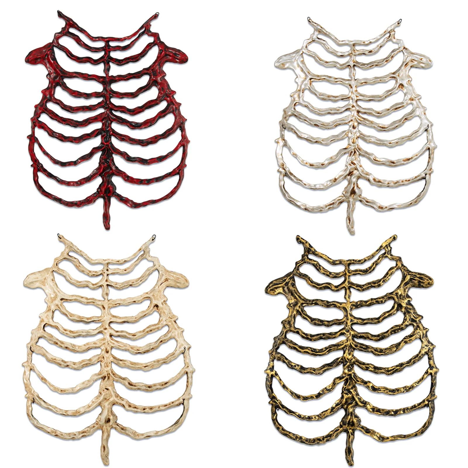 Gothic Skeleton Rib Cage Chest Armor Hollow-frame Prop with Back Chain for Party Halloween Cosplay Events Carnivals