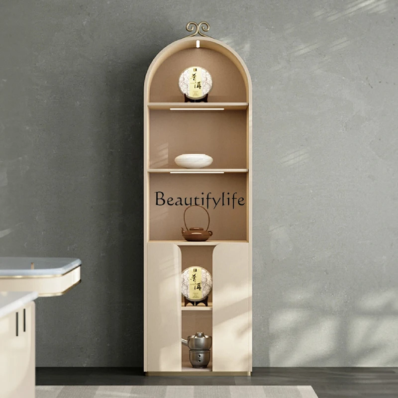 

02 Light luxury wine cabinet against the wall Restaurant storage room hall cabinet Modern fashion double door glass bookcase