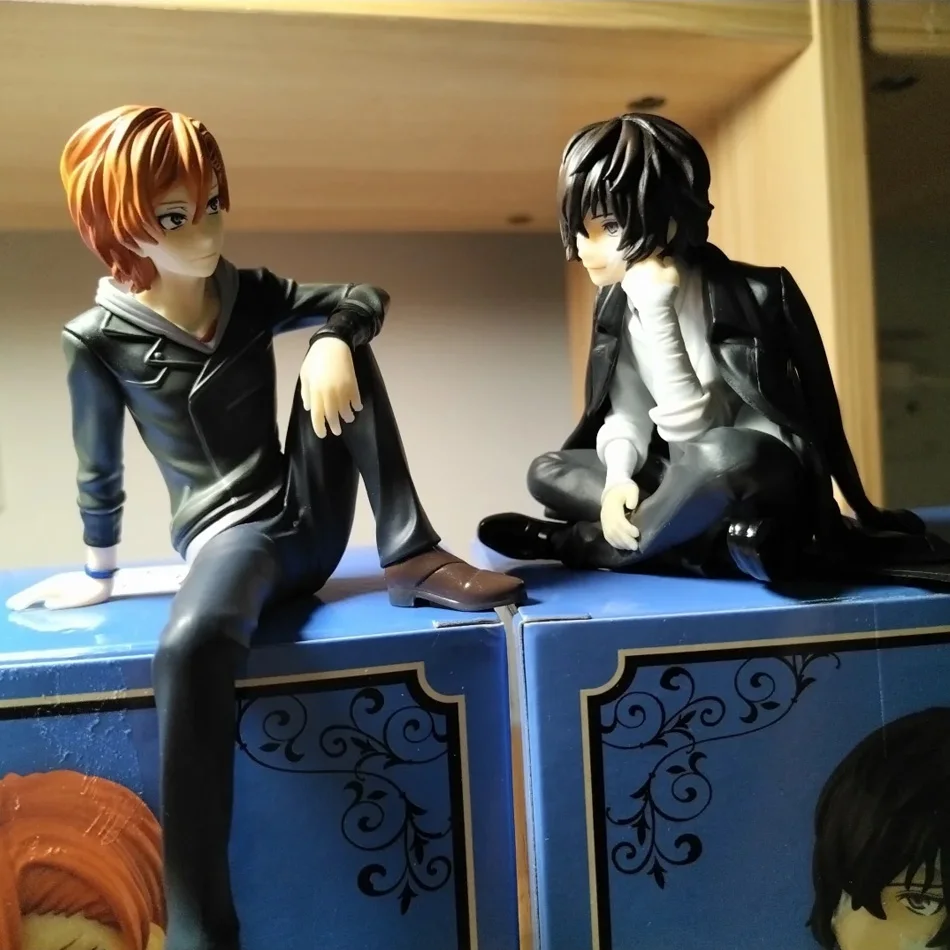 2 Stück Bungo Stray Dogs Dazai Osamu Figur Nakahara Chuuya Actionfiguren PVC-Modell Sammlerstück Nudelstopper Geburtstagsgeschenke Spielzeug