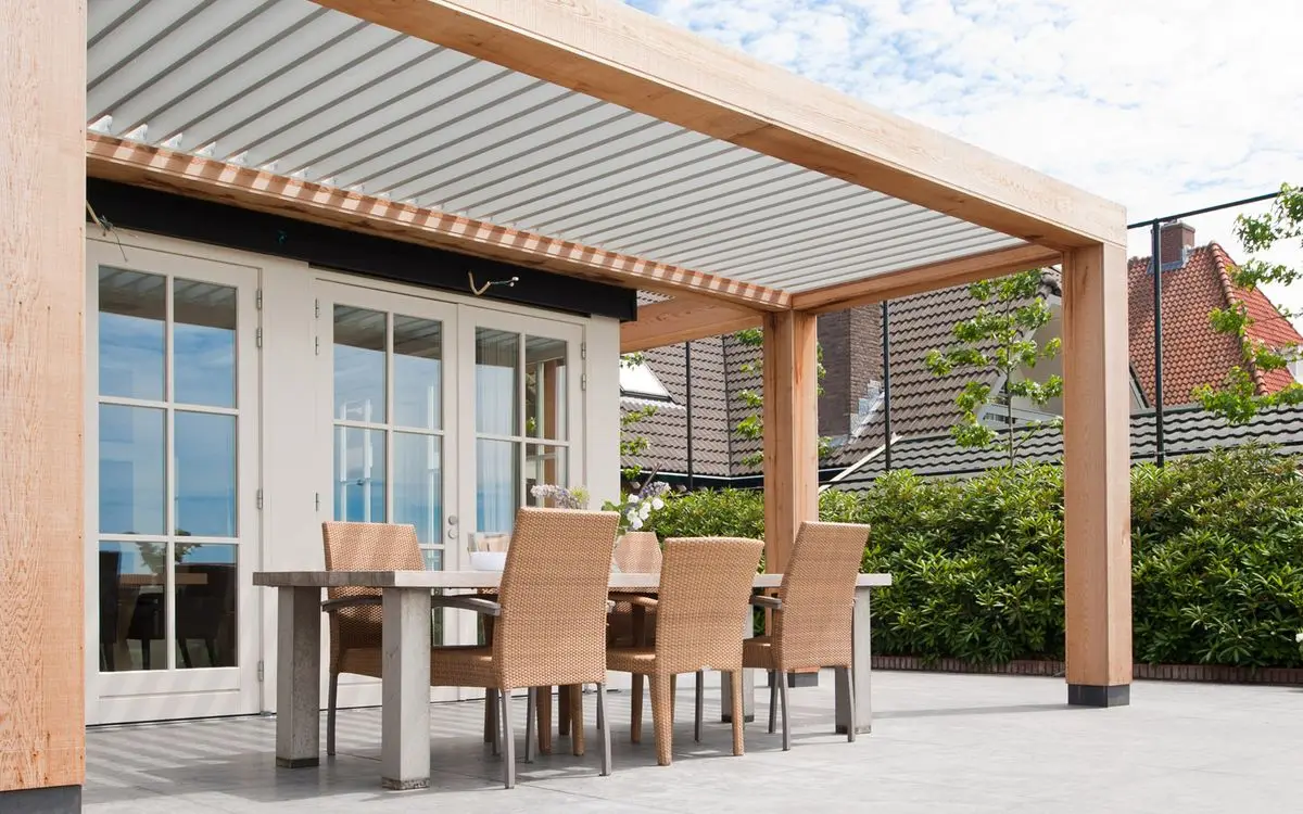 

Motorized Waterproof Outdoor Aluminium Morden Pergola with Remote Control Balcony Adjustable Louvered Pergolas and Gazebos