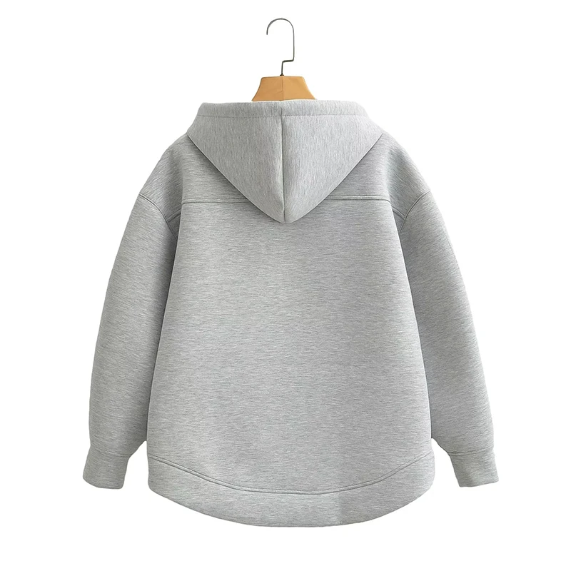 Winter New Women\'s Zipper Hoodie Jacket Unisex Double Pockets Oversize Loose Coat Sweatshirts Outerwear Top