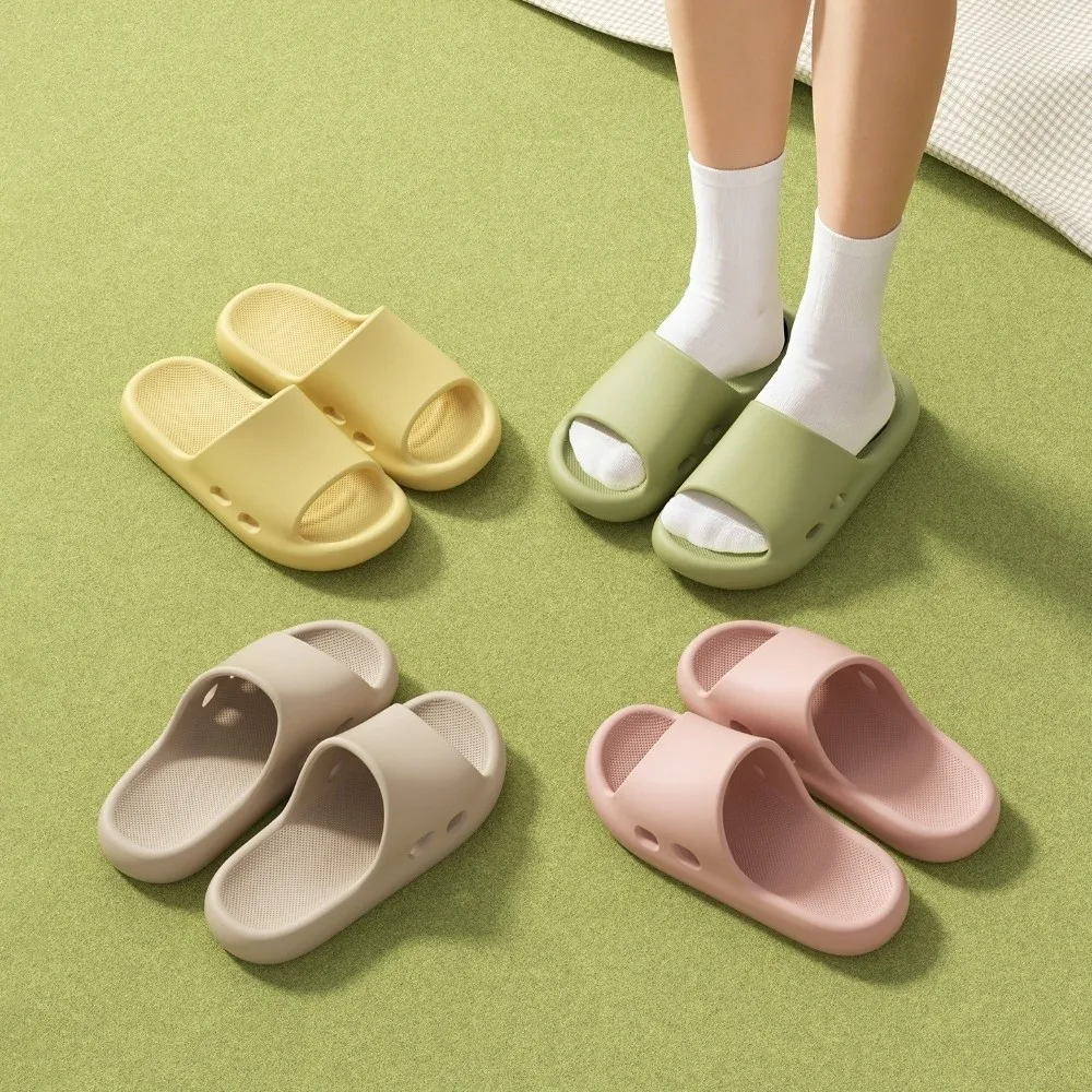 

Нескользящие женские шлепанцы на плоской подошве с толстой подошвой, дышащие женские сандалии-слайды, простые полые туфли из ЭВА для весны и лета