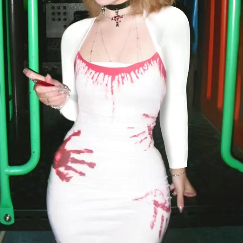 

k Bloodstain отпечаток руки сексуальное Pure Desire асимметричный подол Хэллоуин ремень Dr женская юбка с высокой талией платье трапециевидной формы