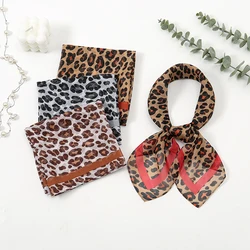 Bufanda cuadrada de gasa con estampado de puntos de leopardo para mujer musulmana, diadema Hijab, chales finos y lisos, turbante islámico, 65