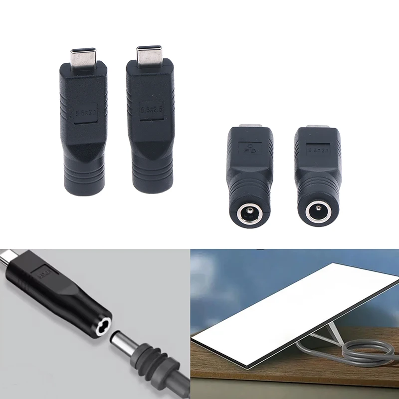 1/2Pcs New USB C To DC 5521 5.5x2.1mm 5525 5.5*2.5 Female Adapter For Mini DC Power Cable Connector Charge Jack Power Adapter