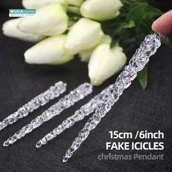 6pcs 15cm Christmas Simulation Icicles Xmas Tree Hanging Ornament Acrylic Fake Ice for Winter Party New Year Decoration Supplies