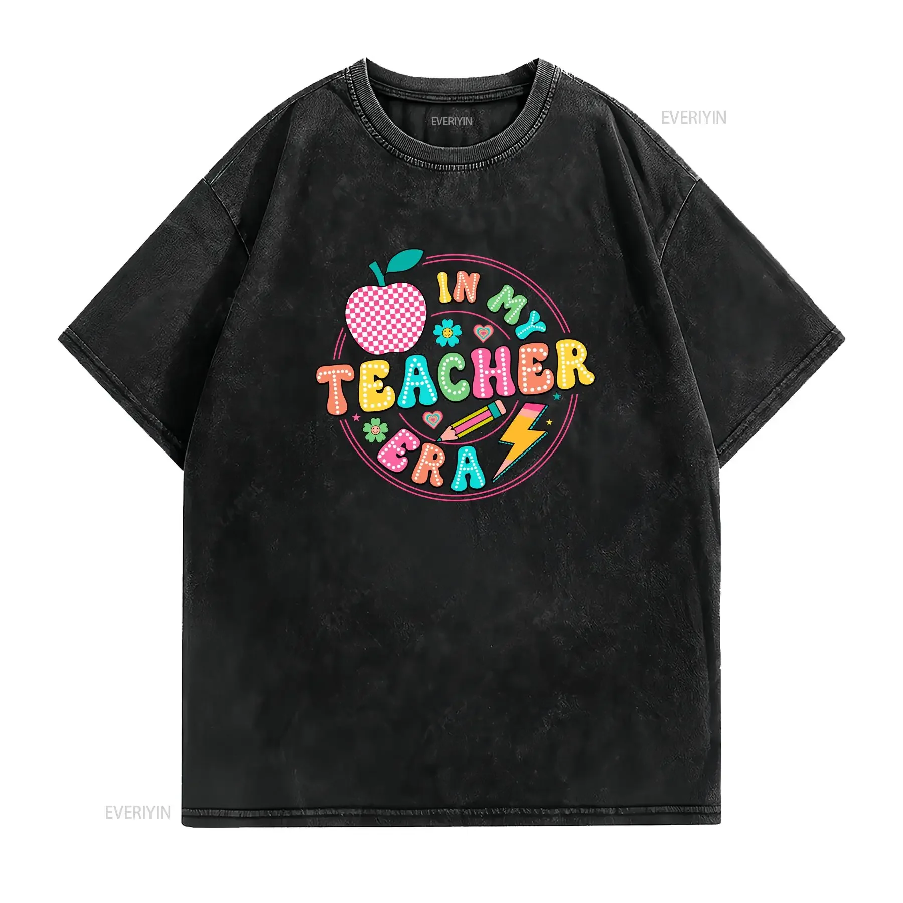 In My Teacher Era T Shirt First Grade For Retro SweaT vintage Washed Breathable Unisex Stretched homme graphic Slightly Soft
