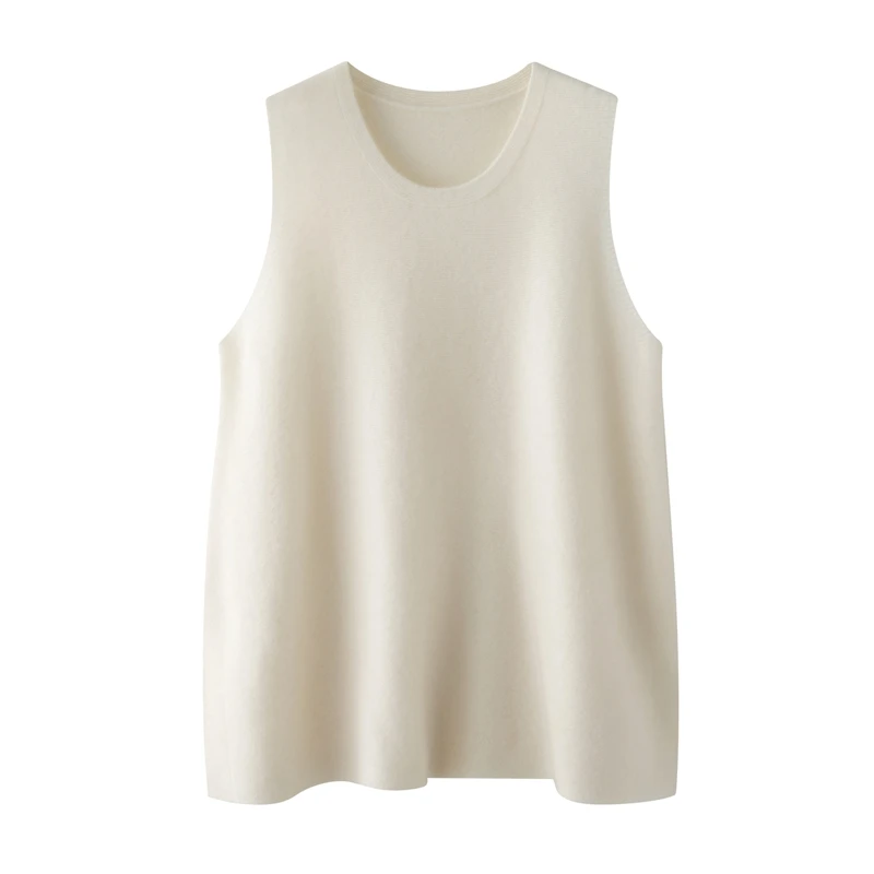 ANGEL 100% Kaszmir Damska Kamizelka Wiosna Jesień Zima Okrągły Dekolt Miękki Sweter Dzianinowy Prosty Casualowy Wygodny Bezrękawnik Koreańskie Bluzki