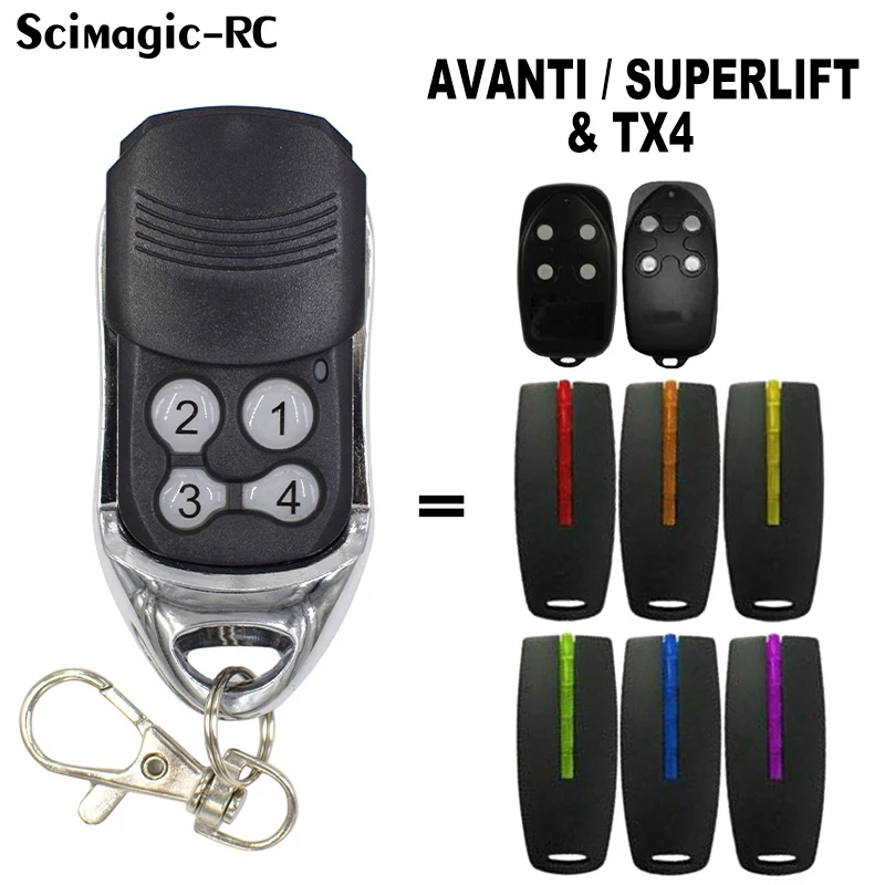 Avanti Superlift TX4 호환 차고 문짝 게이트 리모컨, 433MHz 롤링 코드 